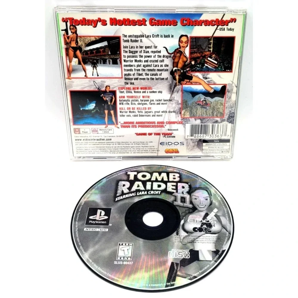 Tomb Raider II (Sony PlayStation 1) CIB COMPLETE IN BOX REGISTRATION CARD GH